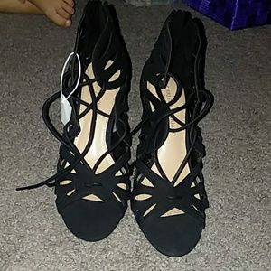 Strappy black heels